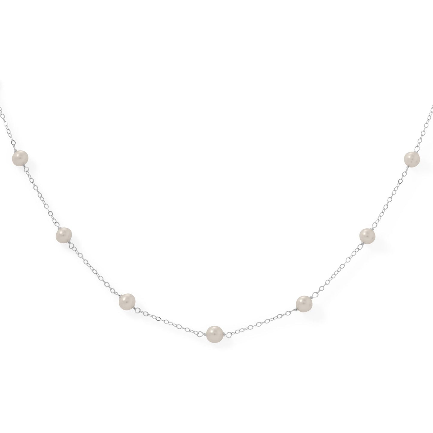 16" Sterling Silver 9 Cultured Freshwater Pearl Necklace