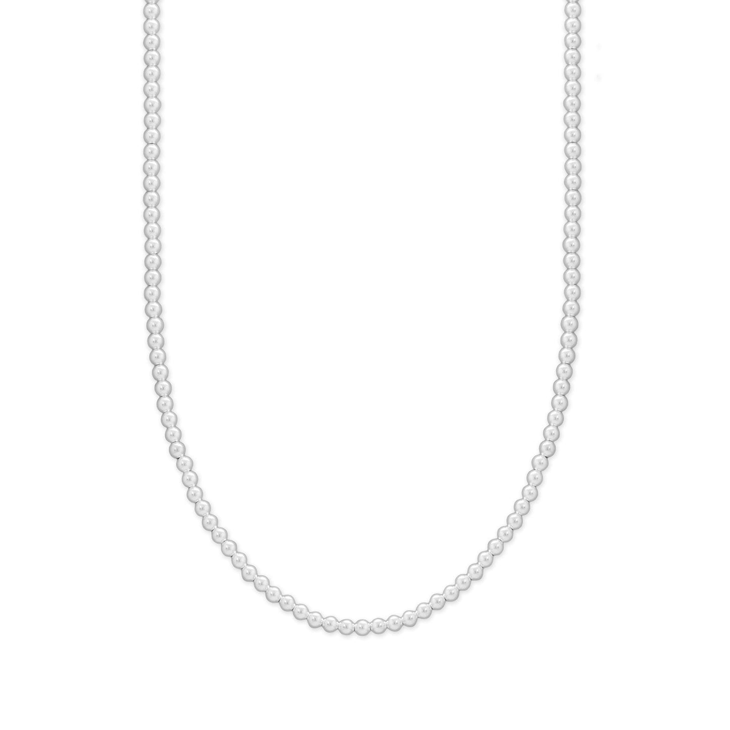 16" + 2" 3mm Silver Bead Necklace