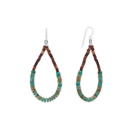 Turquoise and Pen Shell Heishi Bead Earrings
