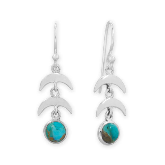 Turquoise Crescent Drop Earrings