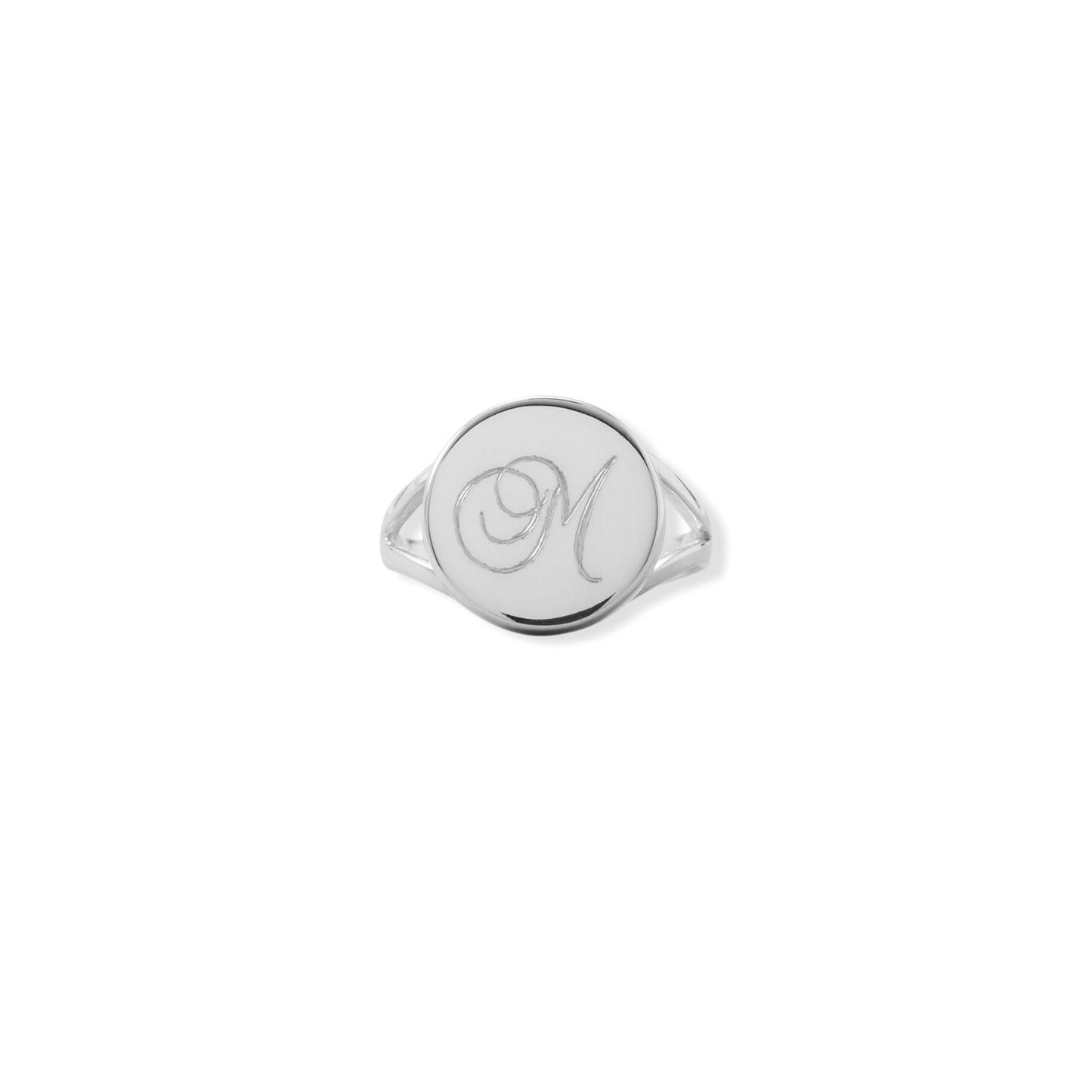 Round Engravable Ring with "V" Band