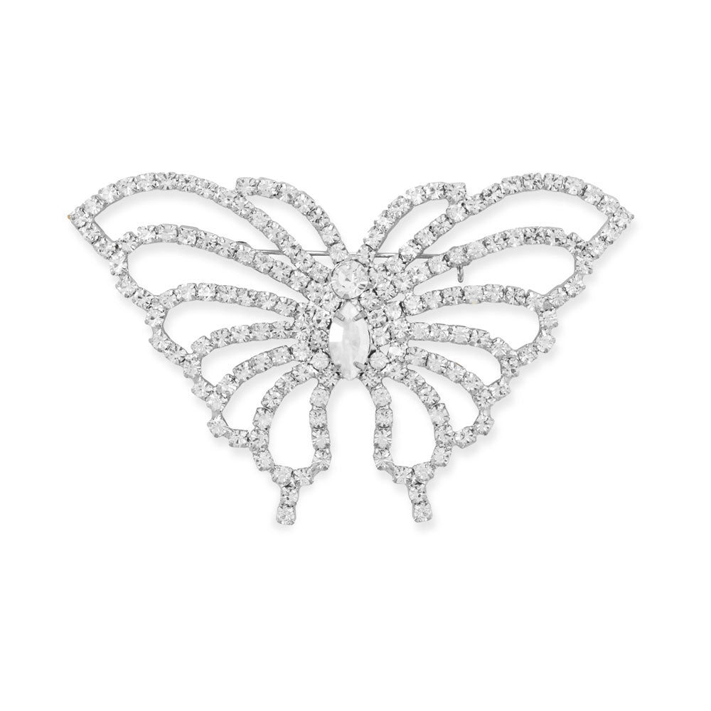 Simulated Pearl and Crystal Flower Branch Fashion Pin