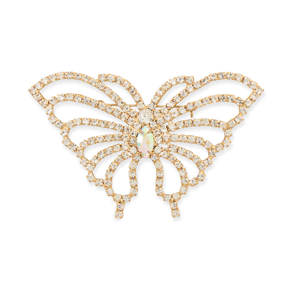 Simulated Pearl and Crystal Flower Branch Fashion Pin