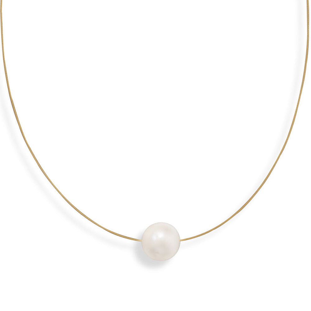 16" 24 Karat Gold Plated Necklace with Cultured Freshwater Pearl