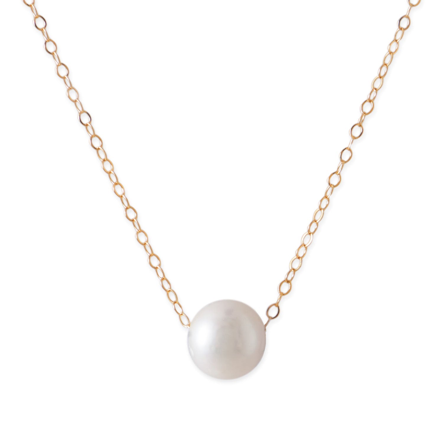 14 Karat Gold Necklace with Cultured Freshwater Floating Pearl