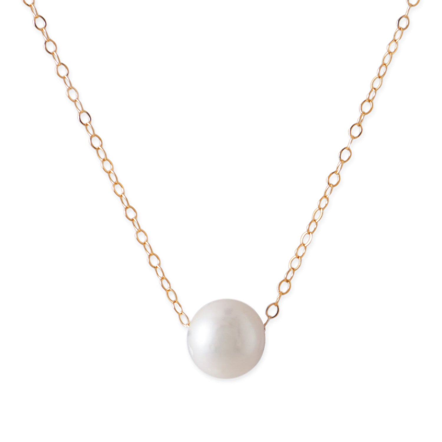 14 Karat Gold Necklace with Cultured Freshwater Floating Pearl