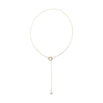 14 Karat Gold Lariat Necklace with Cultured Freshwater Pearl End