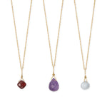 16" 14 Karat Gold Birthstone Necklace (January-December)