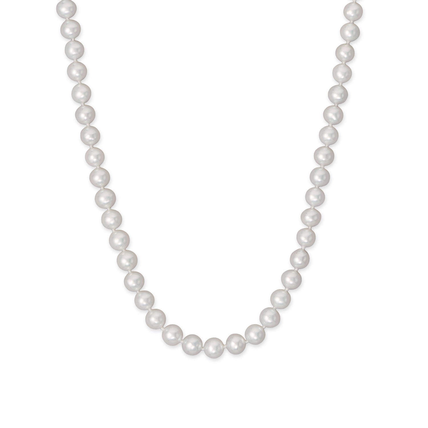 14 Karat Gold Knotted 6-6.5mm Near Round Cultured Freshwater Pearl Necklace