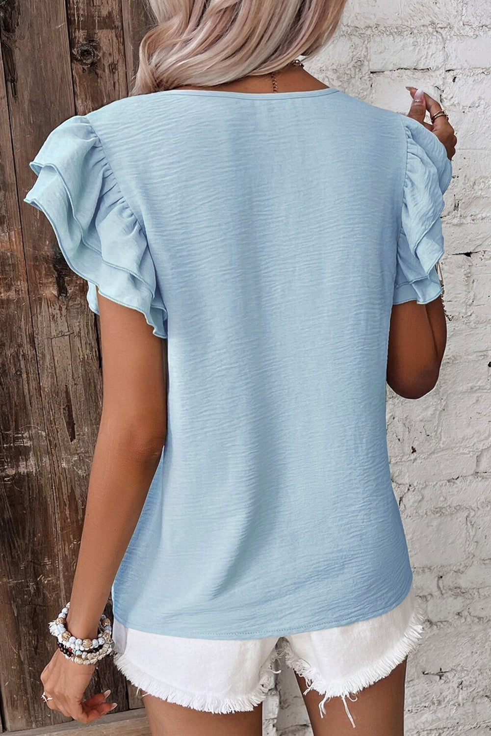 Seaside Ruffle Sleeve Blouse