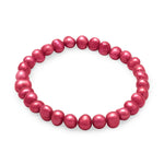 Red Cultured Freshwater Pearl Stretch Bracelet