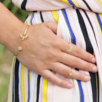 "BEE Mine!" 14 Karat Gold Plated and Signity CZ Bee Flex Cuff