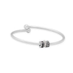 Rhodium Plated White Jade Wheel Bead Charm