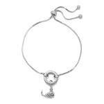 Rhodium Plated Adjustable Circle Hinge Charm Capable Bolo Bracelet