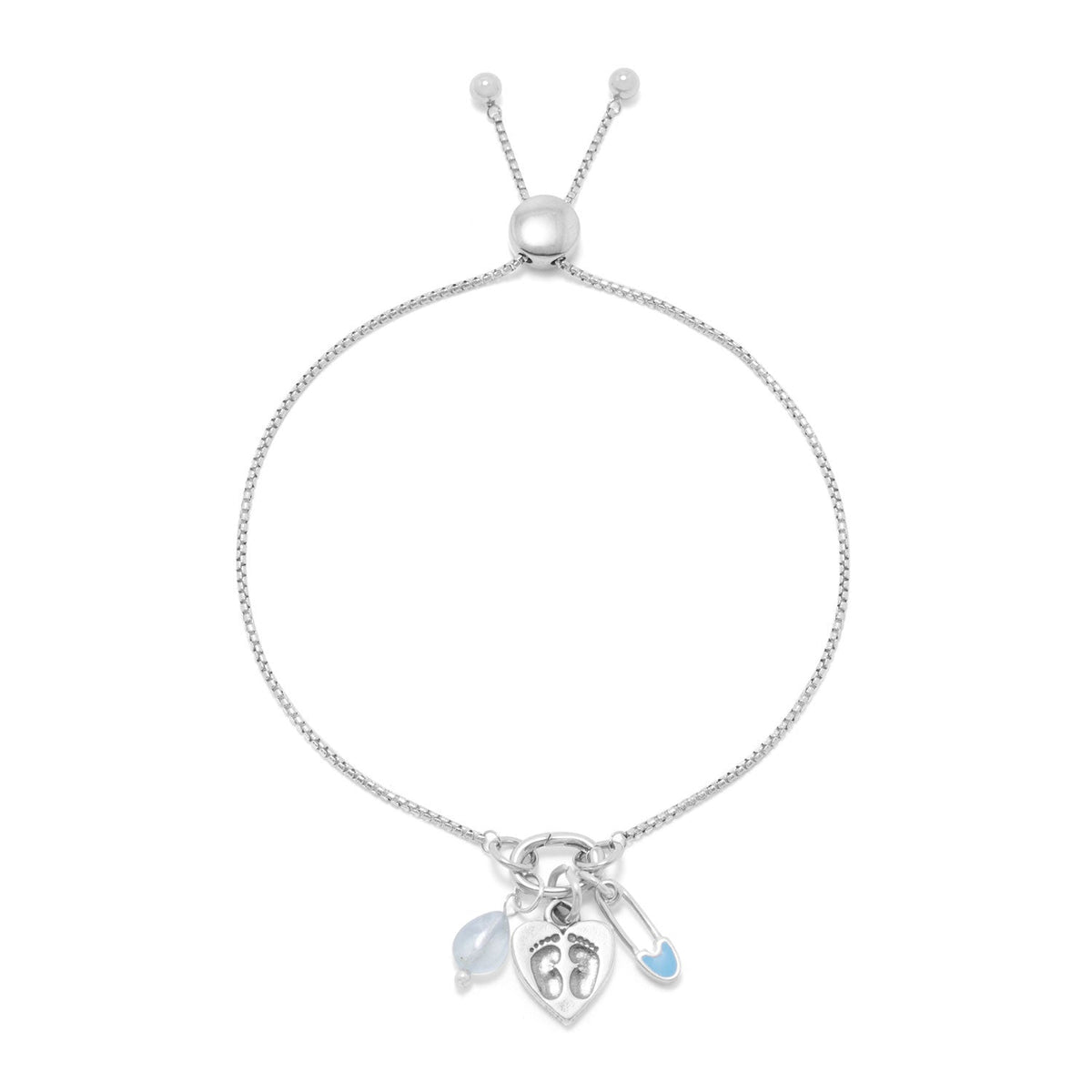Silver or Gold Heart Charm with Baby Feet