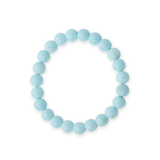 8mm Round Sky Blue Magnesite Stretch Bracelet