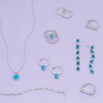 16" + 2" Rhodium Plated Faceted Turquoise Necklace