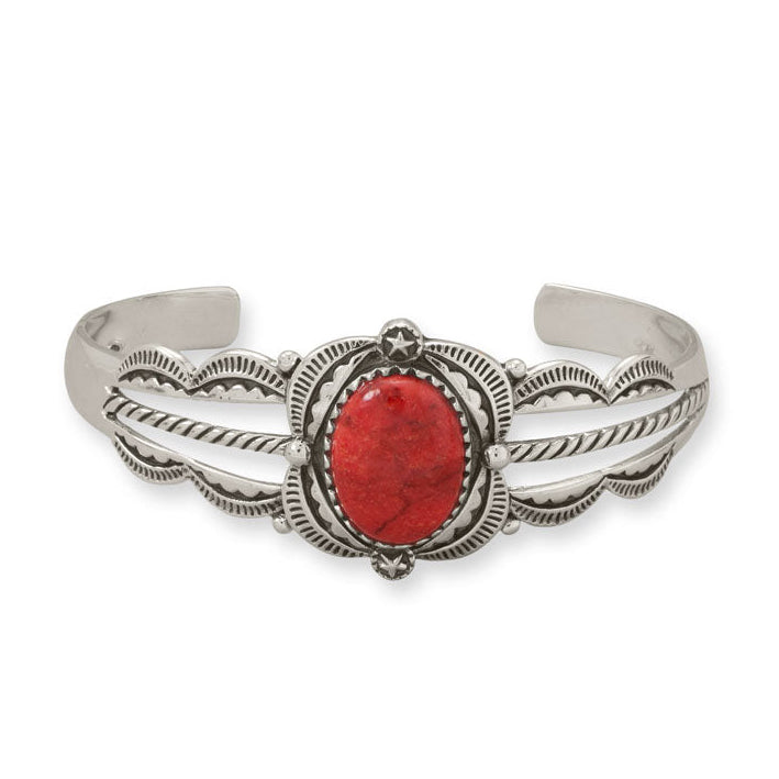 Oxidized Dyed Sponge Coral Cuff Bracelet