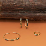 14 Karat Gold Plated Moss Agate Hoop Earrings