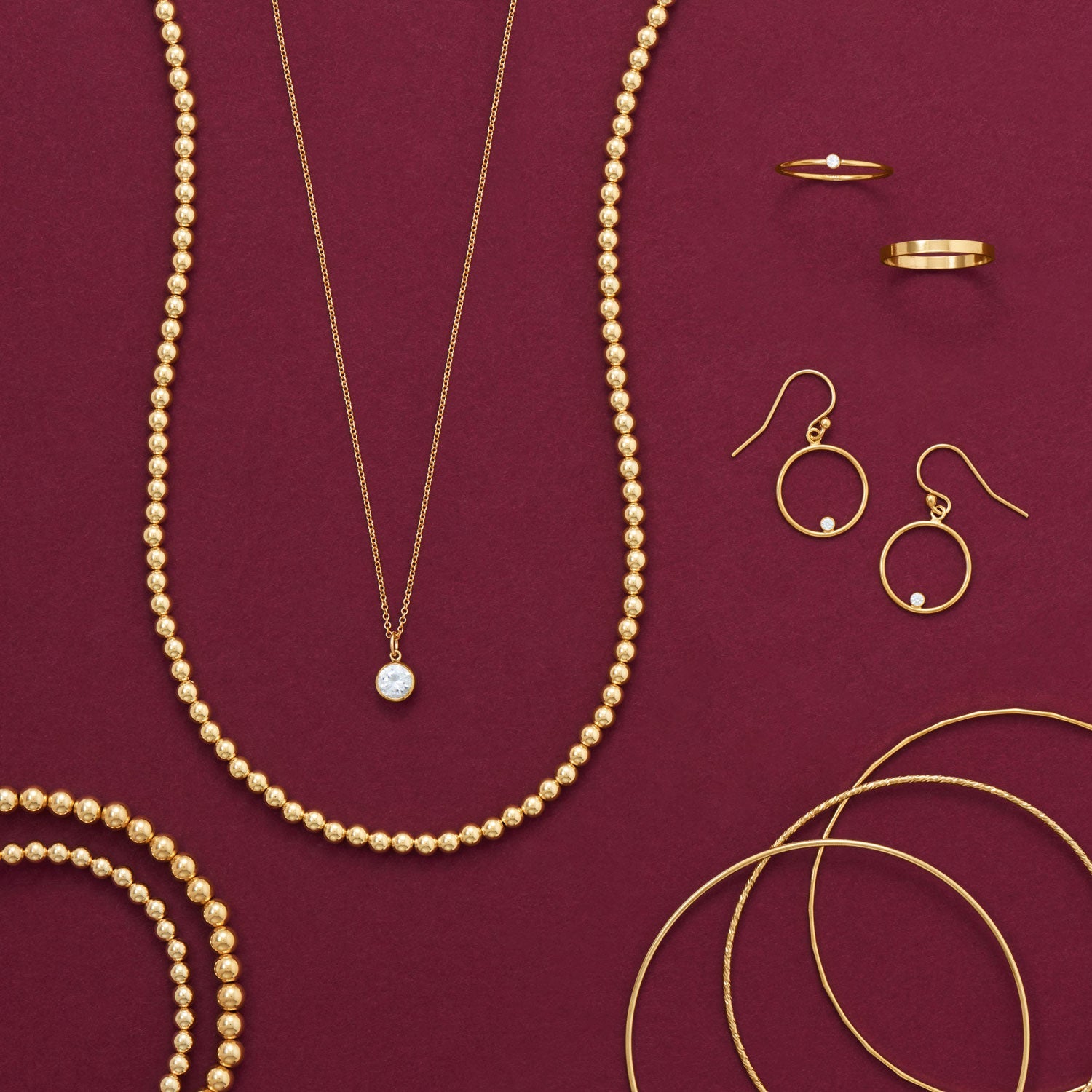 Adjustable 22" 14/20 Gold-Filled CZ Drop Necklace