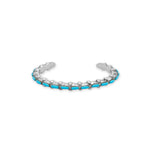 Handmade Junior's Oval Turquoise Cuff Bracelet
