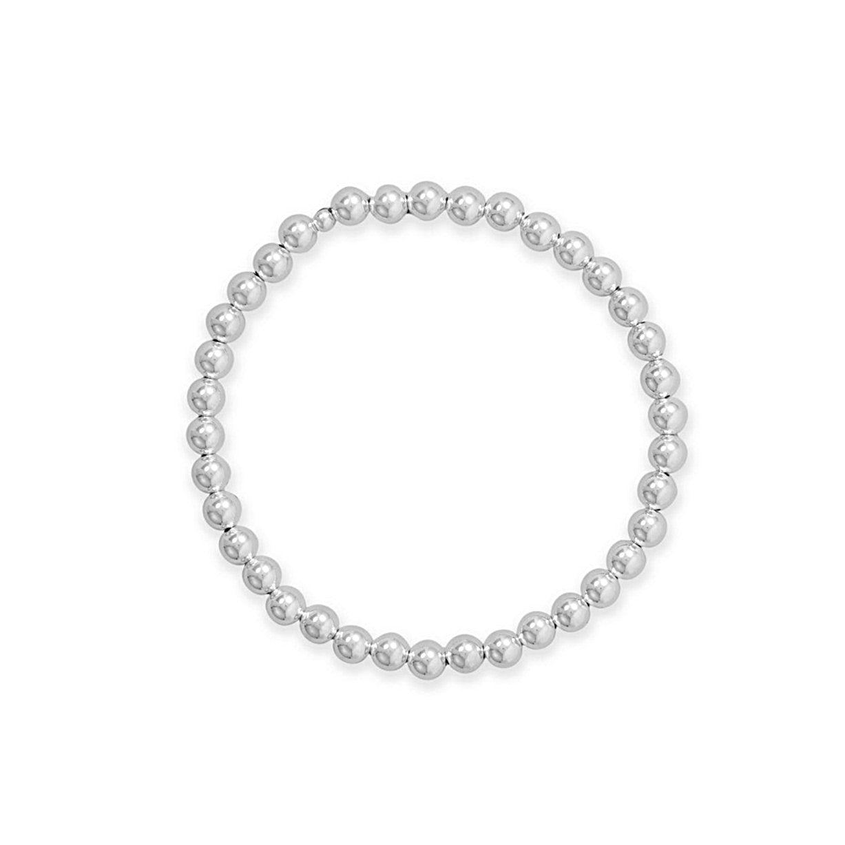 7" 5mm Silver Bead Stretch Bracelet