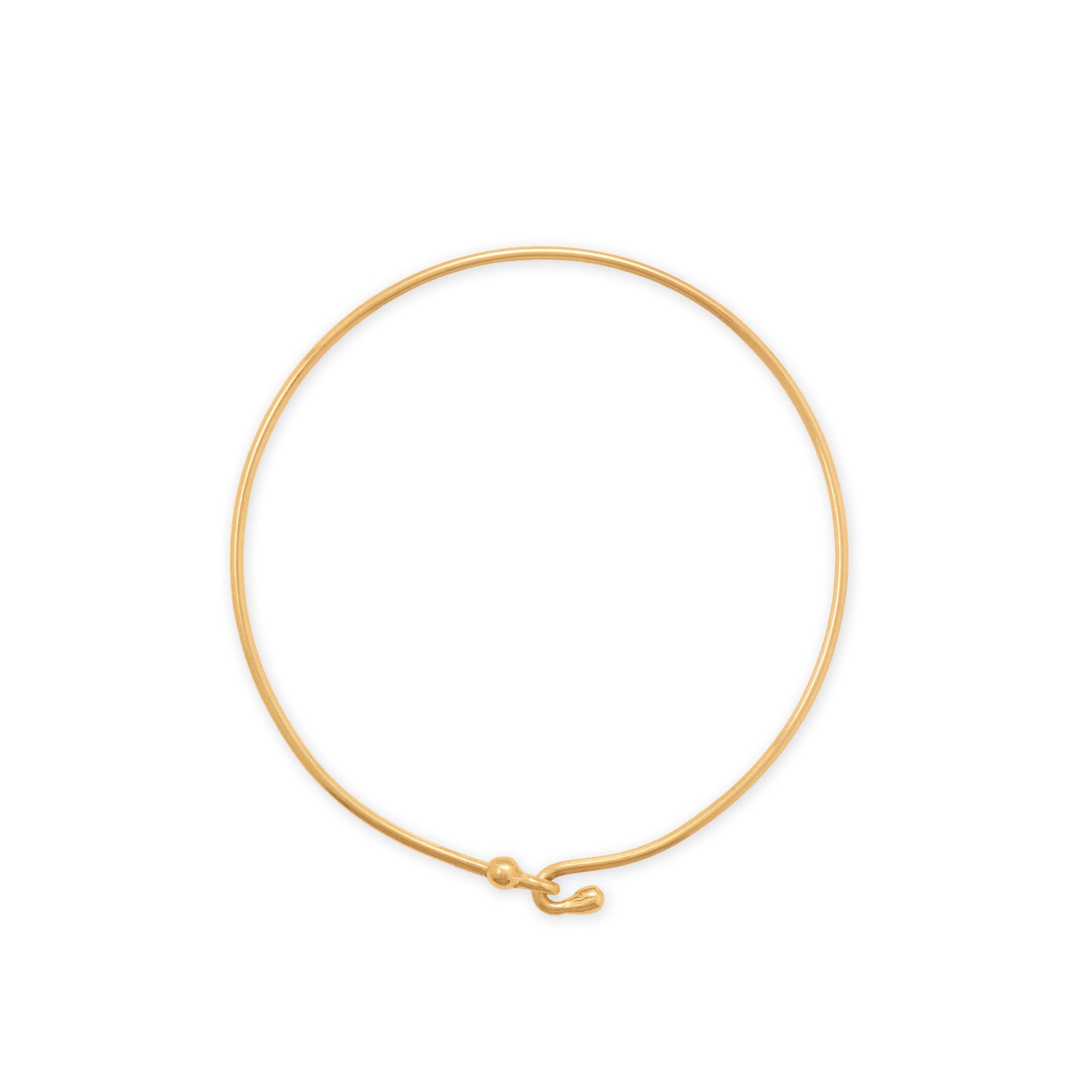 14 Karat Gold Plated Wire Hook Bangle with Bead Ends