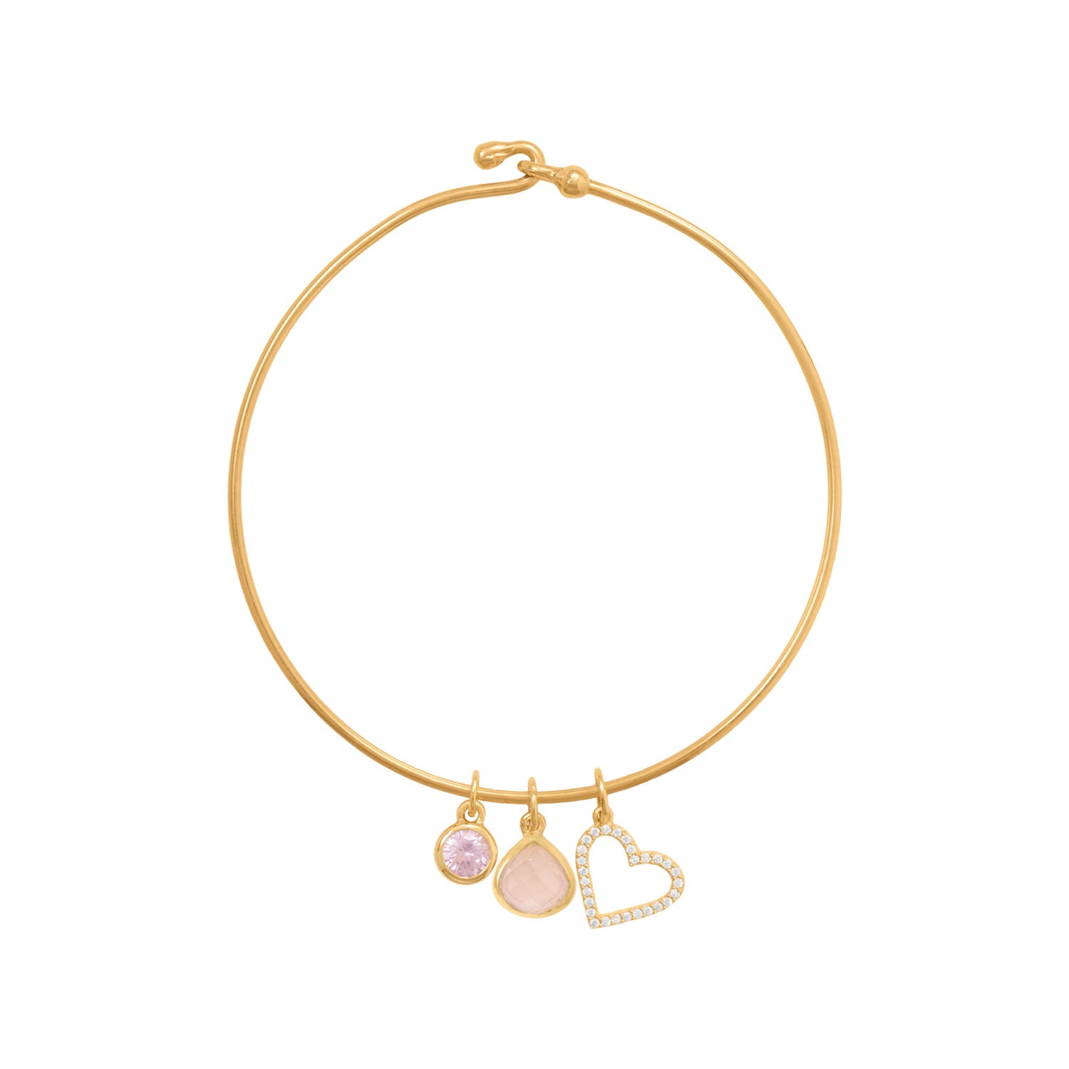 14 Karat Gold Plated Wire Hook Bangle with Bead Ends