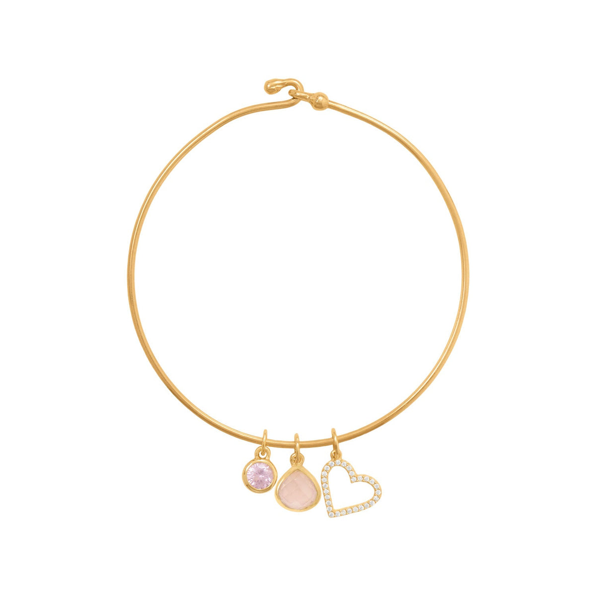14 Karat Gold Plated Wire Hook Bangle with Bead Ends