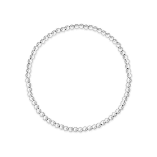 7" 3mm Silver Bead Stretch Bracelet