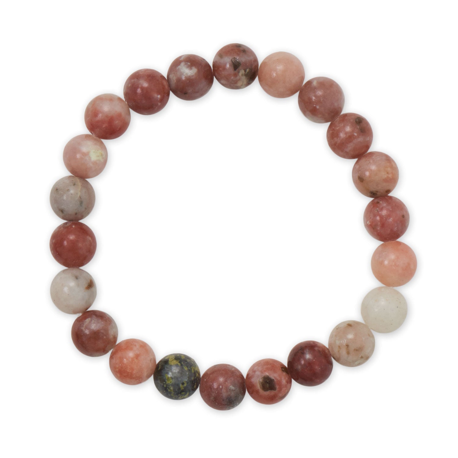 8mm Round Plum Blossom Jade Stone Stretch Bracelet