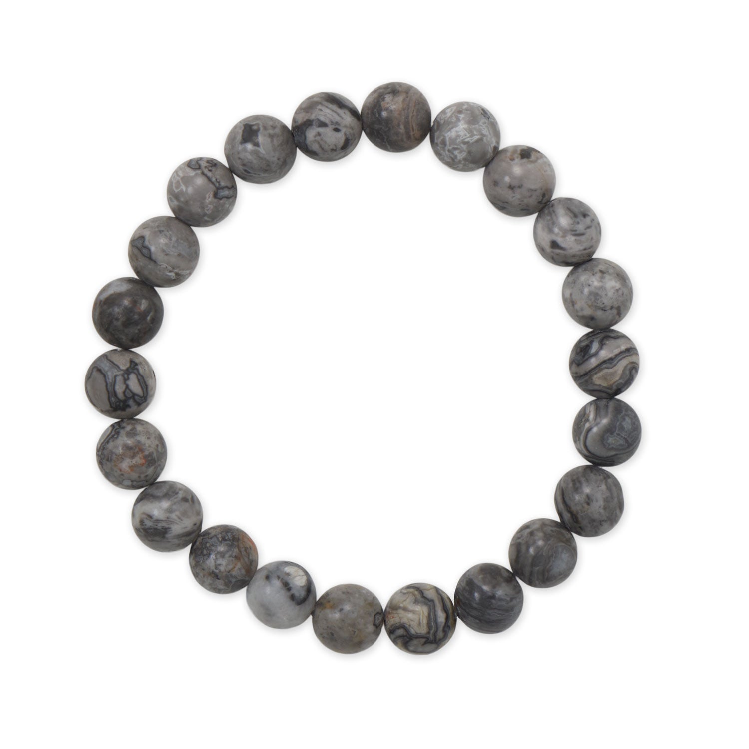 8mm Round Earth Jasper Stone Stretch Bracelet