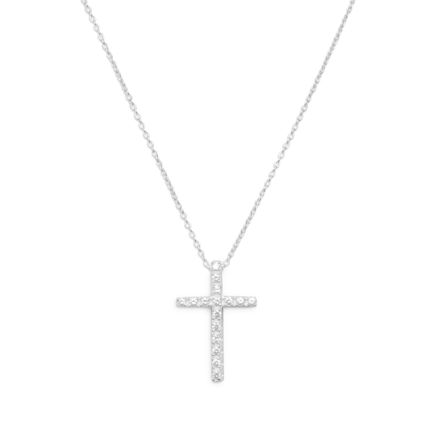 16" CZ Cross Necklace