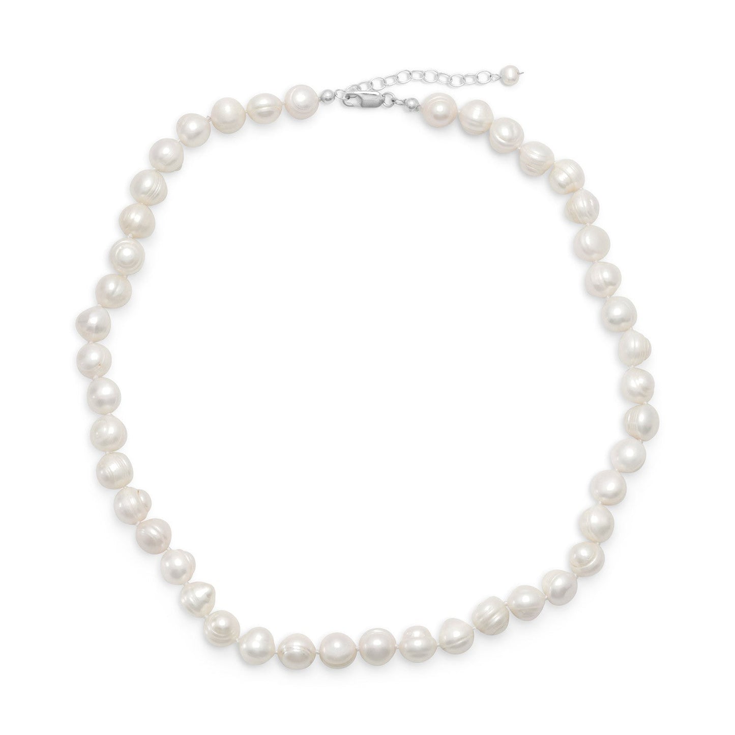 18"+2" White Cultured Freshwater Pearl Necklace