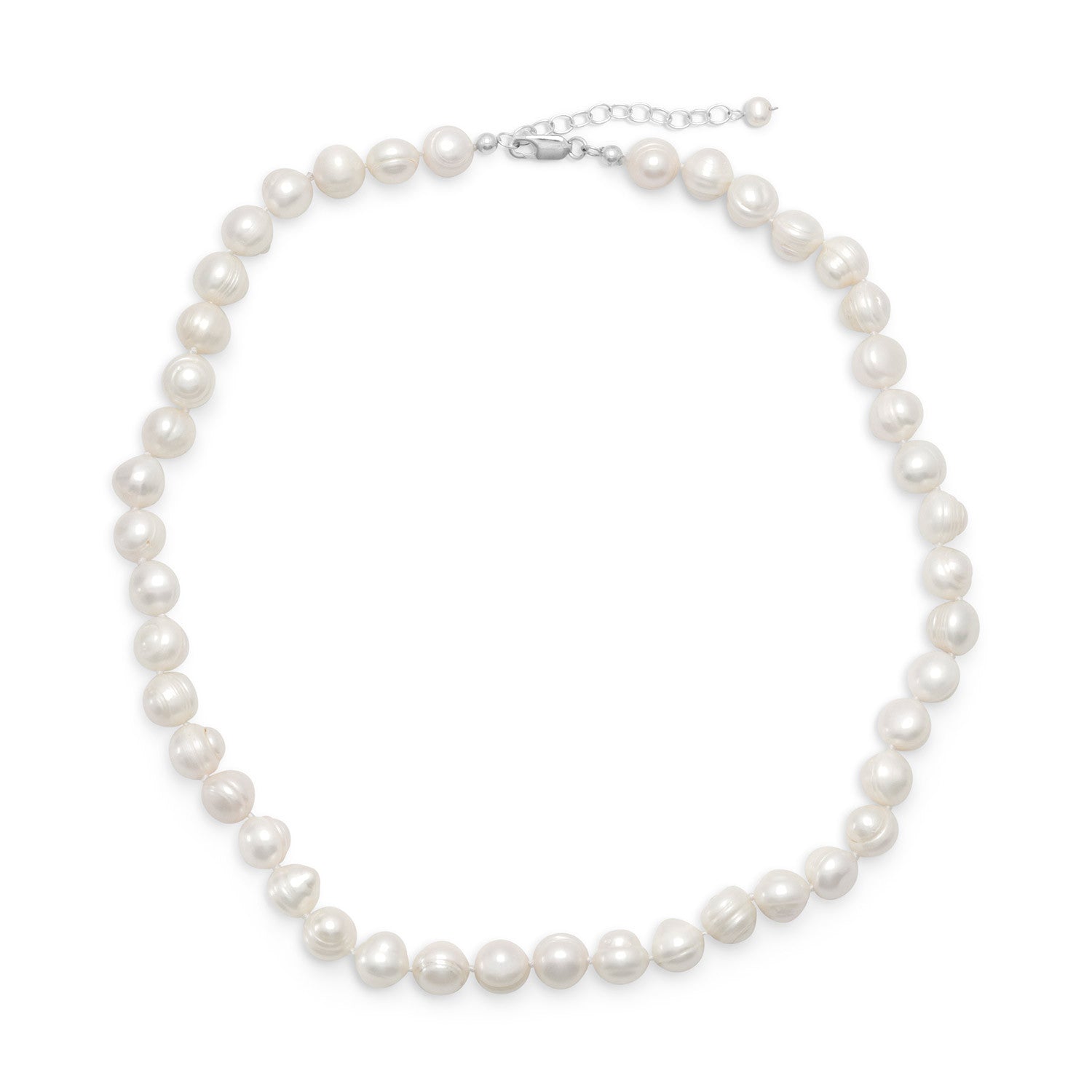 18"+2" White Cultured Freshwater Pearl Necklace