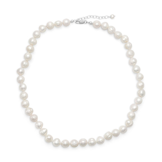 18"+2" White Cultured Freshwater Pearl Necklace