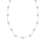 16"+2" Extension Wave Design Necklace with Cultured Freshwater Pearls