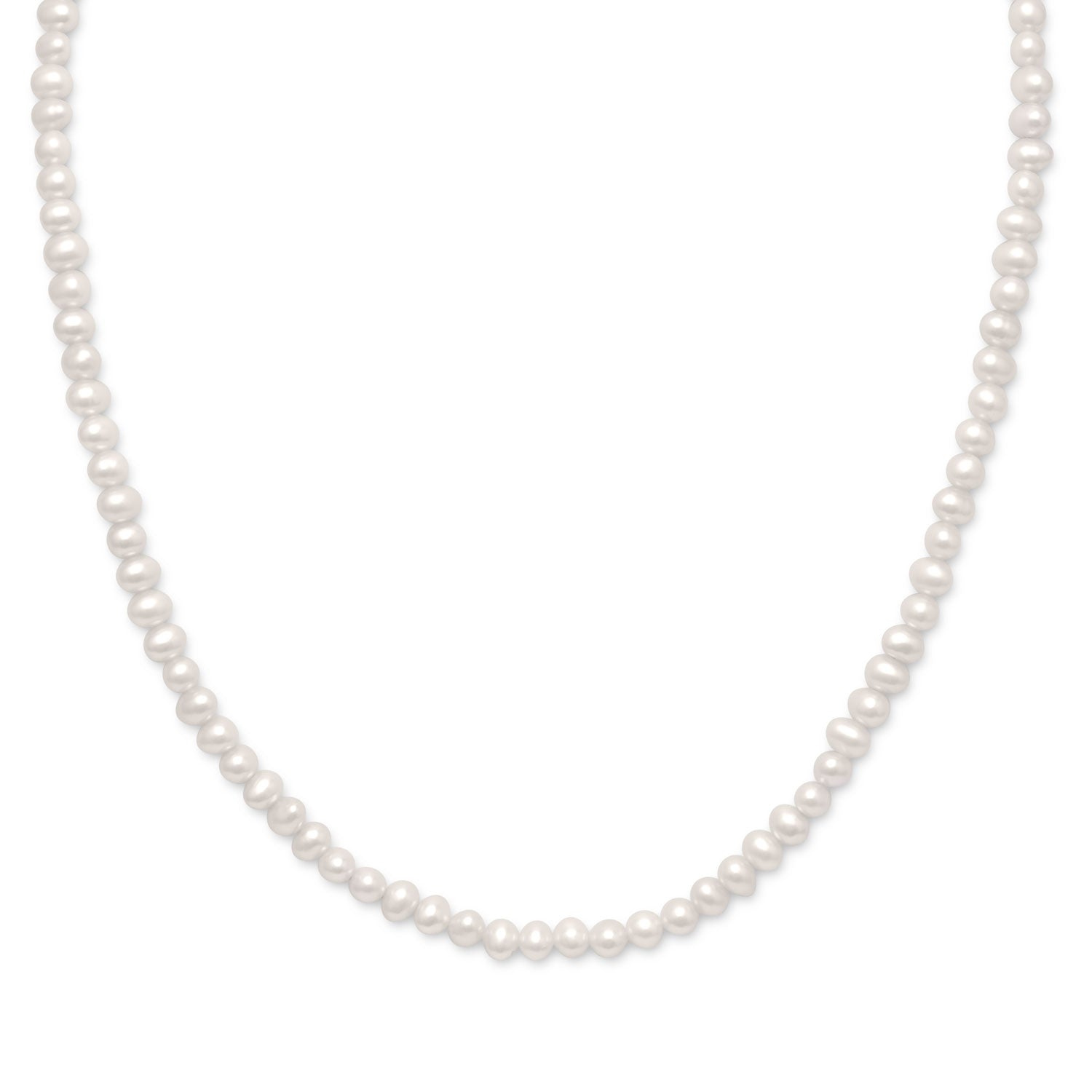 15"+2" Extension White Cultured Freshwater Pearl Necklace