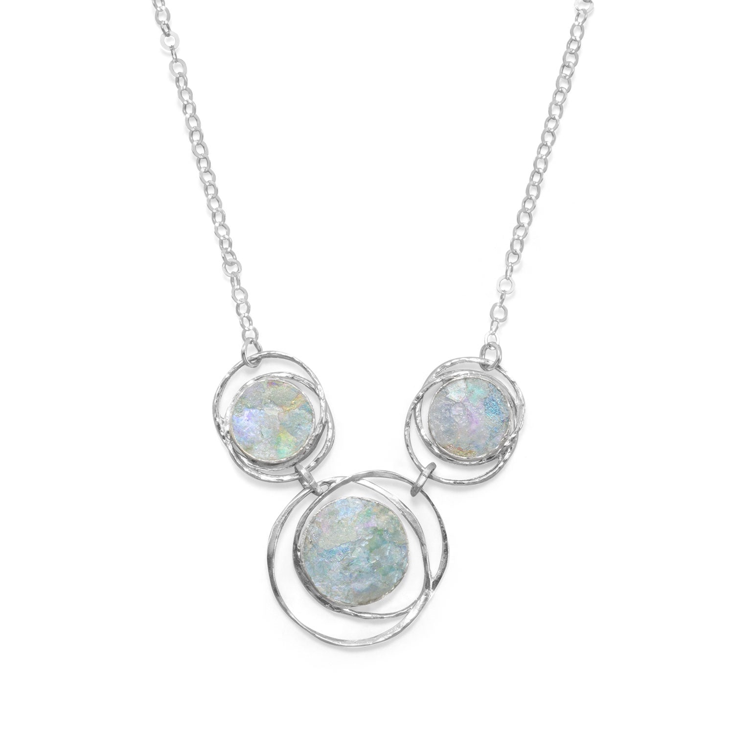 18" Abstract Circle Roman Glass Necklace