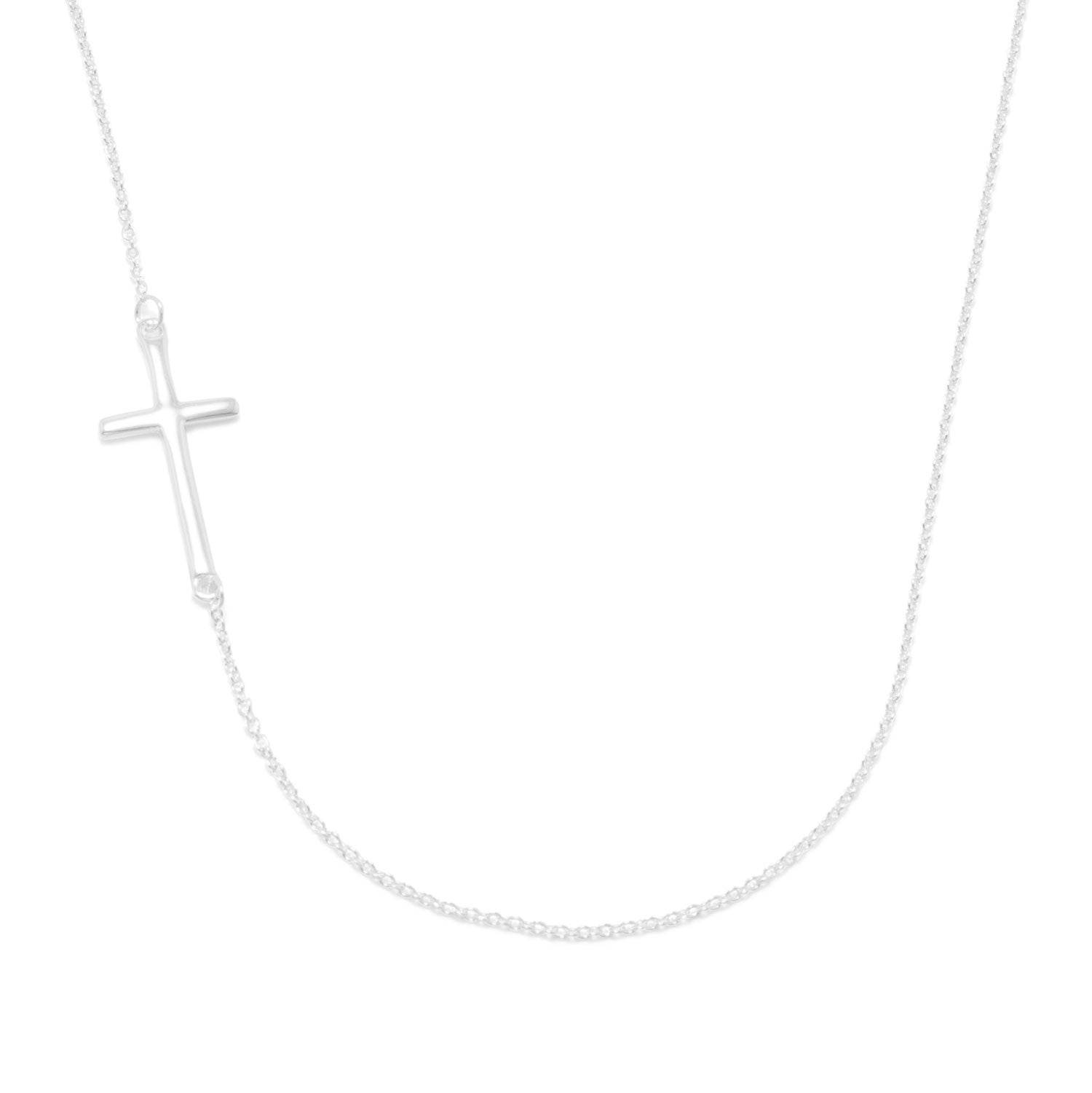 16" + 2" Necklace with Off Center Cross