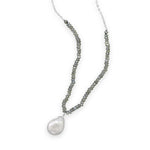 16"+2" Labradorite and Baroque Pearl Drop Necklace