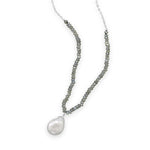 16"+2" Labradorite and Baroque Pearl Drop Necklace