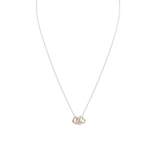 15.75" + 2" Tri Tone Heart Necklace