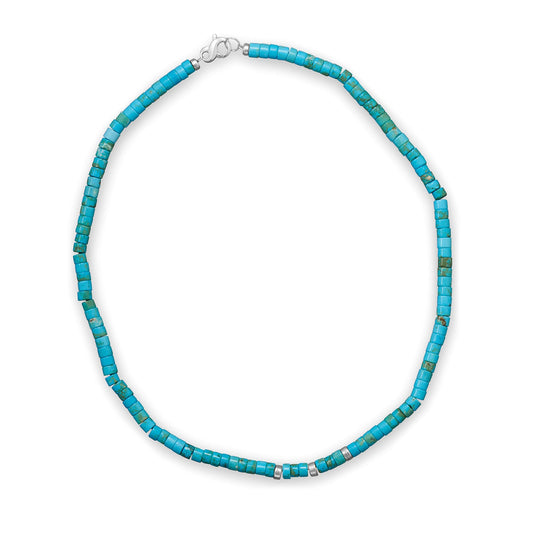 21" Reconstituted Turquoise Heishi Bead Necklace