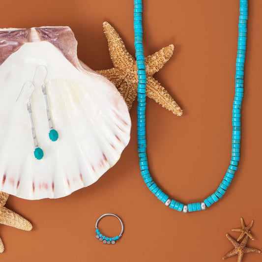 21" Reconstituted Turquoise Heishi Bead Necklace