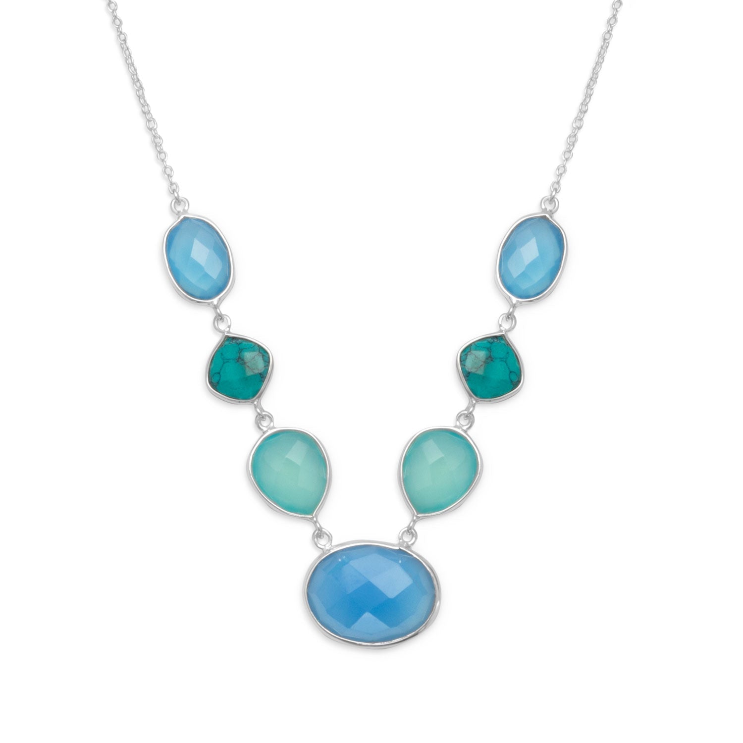 Stabilized Turquoise and Chalcedony Necklace