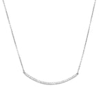 18" + 2" Rhodium Plated Curved CZ Bar Necklace