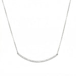 18" + 2" Rhodium Plated Curved CZ Bar Necklace