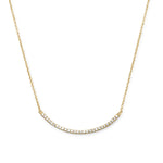 18" + 2" 14 Karat Gold Plated Curved CZ Bar Necklace