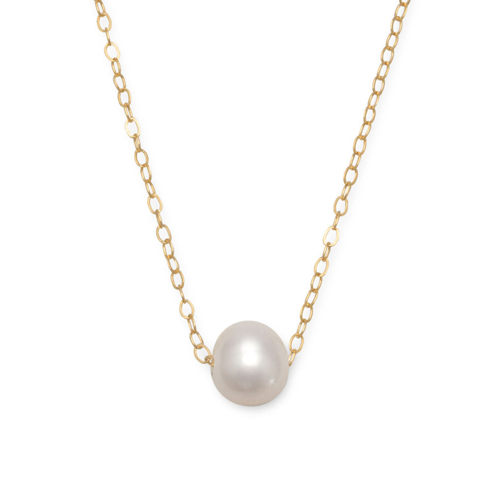 16" + 2" Gold Filled Floating Cultured Freshwater Pearl Necklace